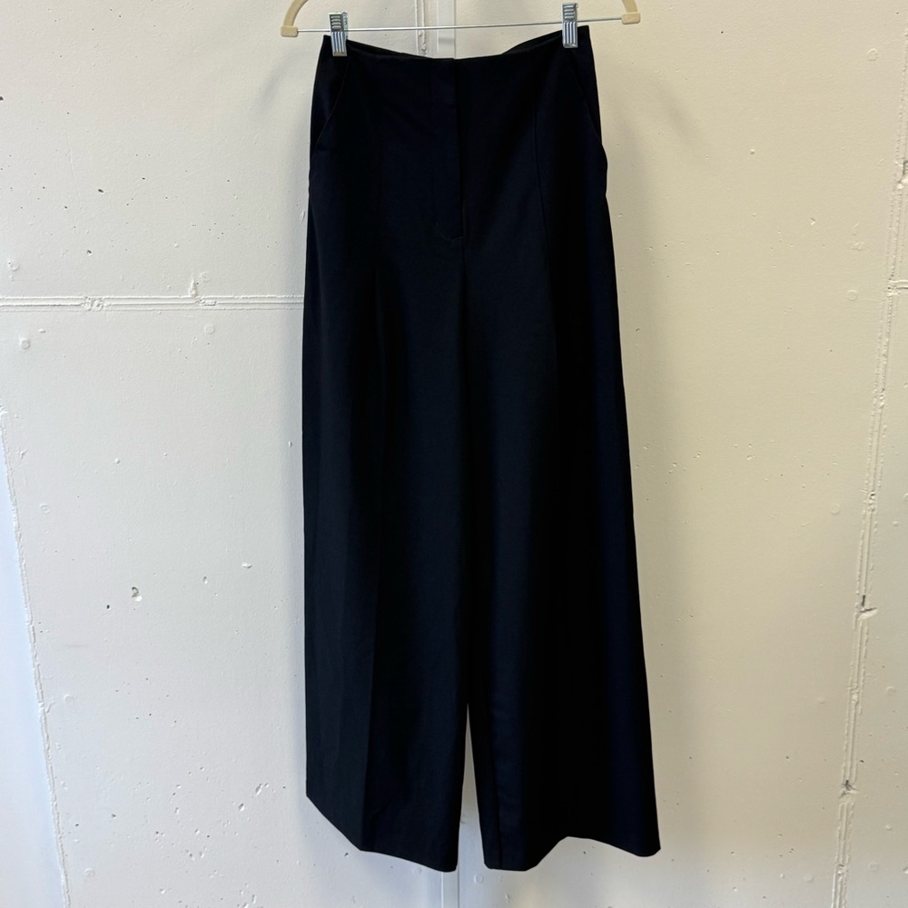 NWT OAK + FORT Women’s Wide Leg Contemporary Minimalist Trouser Pants Black Sz 2